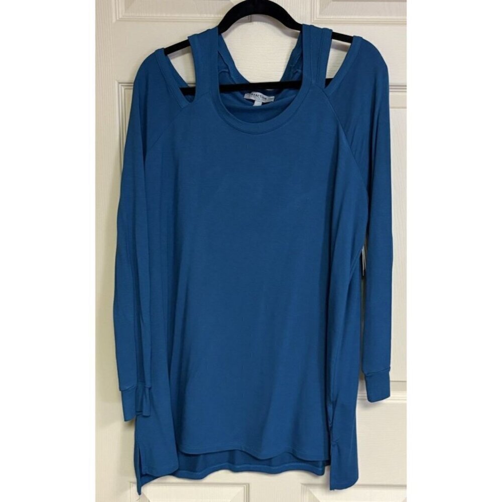 NWT Reaction Kenneth Cole 2X Womens Long Sleeve Cold Shoulder Blouse Size XXL